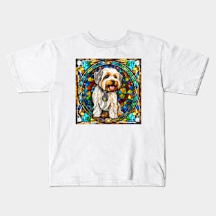 Stained Glass Yorkipoo Kids T-Shirt